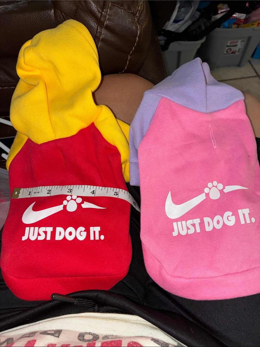Just Dog It Pet Hoodie - Red/Yellow and Pink/Lavender Set
